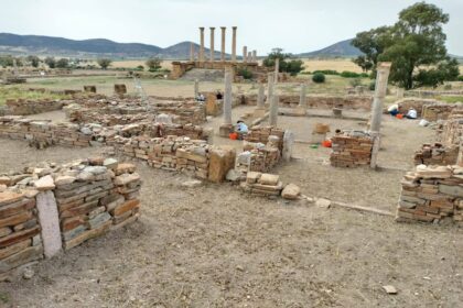 Le site de Thuburbo Majus — également connu sous le nom de Henchir Kasbat — couvre une superficie de 120 hectares, dont seulement 7 hectares ont été explorés à ce jour.