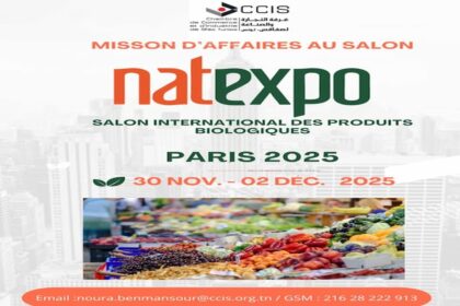 La Chambre de commerce et d’industrie de Sfax (CCIS) organisera une mission d’affaires au Salon international des produits biologiques Natexpo Paris